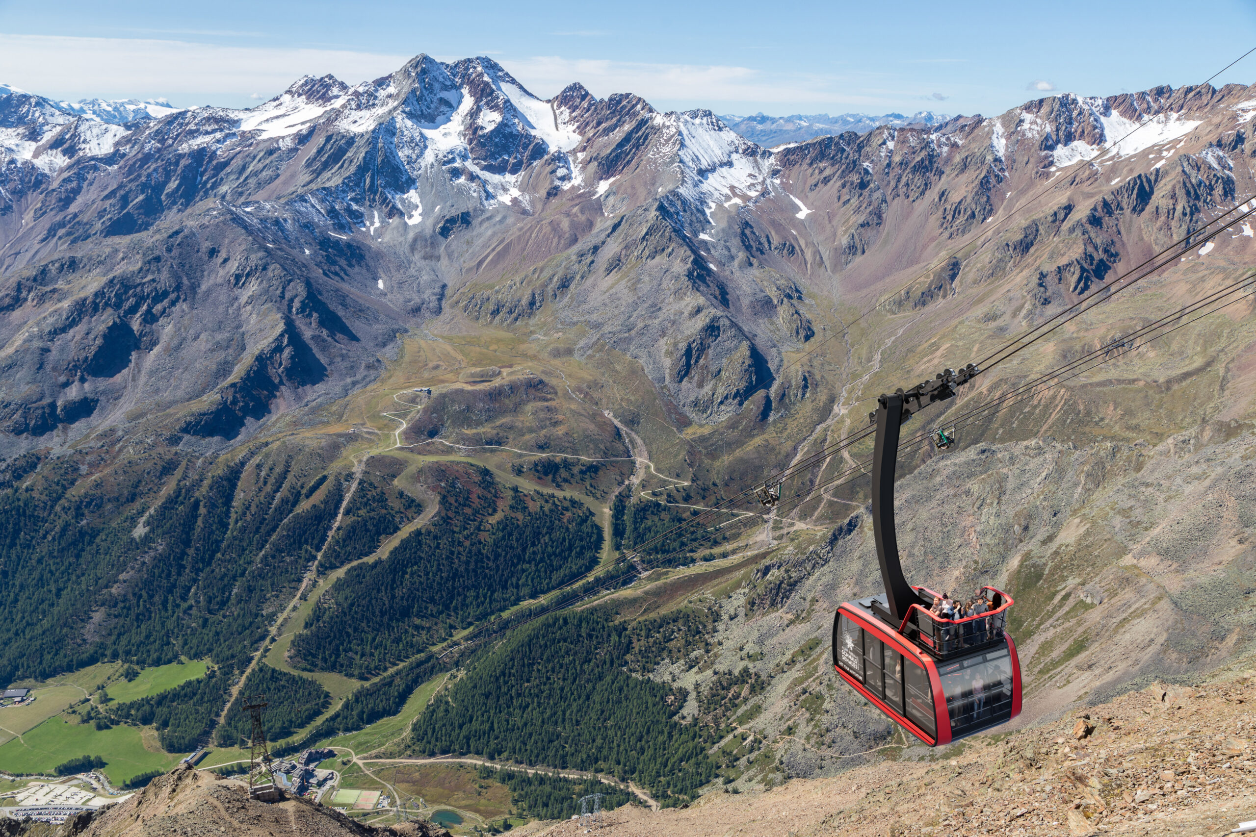 Alpine arena senales, funivia Cabrio-Highlight mit der neuen Gletscherseilbahn (copyright natdesign)