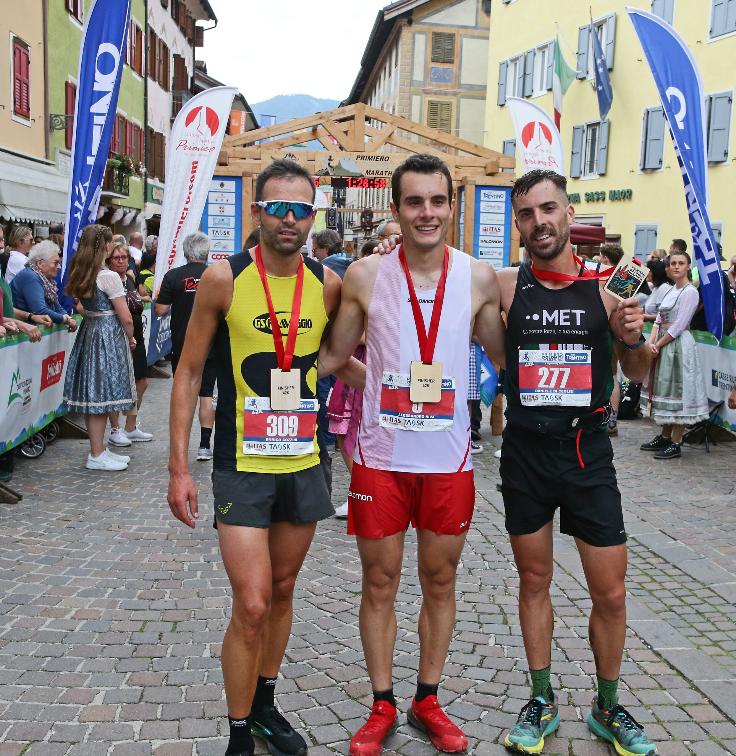 Podio maschile Primiero Dolomiti Marathon 2024 - Newspower.it Trento