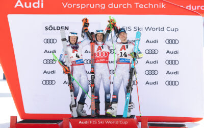 27.10.2024, Rettenbachferner, Sölden, AUT, FIS Weltcup Ski Alpin, Riesenslalom, Herren, im Bild v.l. Henrik Kristoffersen (NOR, 2. Platz), Alexander Steen Olsen (NOR, 1. Platz), Atle Lie Mcgrath (NOR, 3. Platz) // left to right: second placed Henrik Kristoffersen of Norway race winner Alexander Steen Olsen of Norway third placed Atle Lie Mcgrath of Norway during the mens Giant Slalom of FIS ski alpine world cup opening at the Rettenbachferner in Sölden, Austria on 2024/10/27. EXPA Pictures © 2024, PhotoCredit: EXPA/ Johann Groder