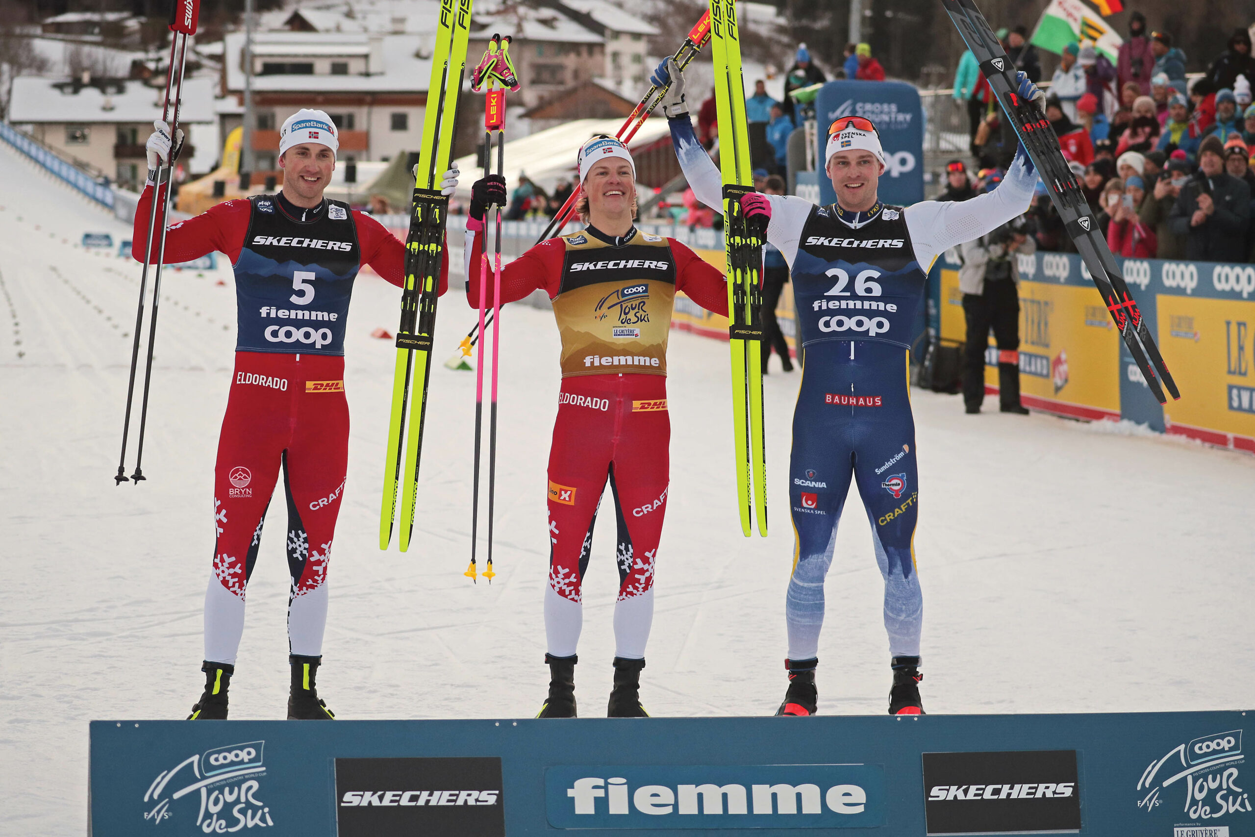 Podio maschile sprint tour de ski vakl di fiemme 2025